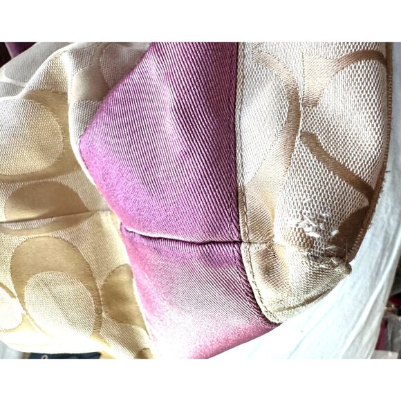 Coach Signature Canvas Tote Bag/Diaper Bag Pink Leather‎ Trim & Shoulder Strap - Picture 10 of 16